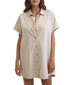 Rhythm Classic Linen Shirt Dress - Women's -Deals Rhythm Store rhythm classic linen shirt dress women s 2